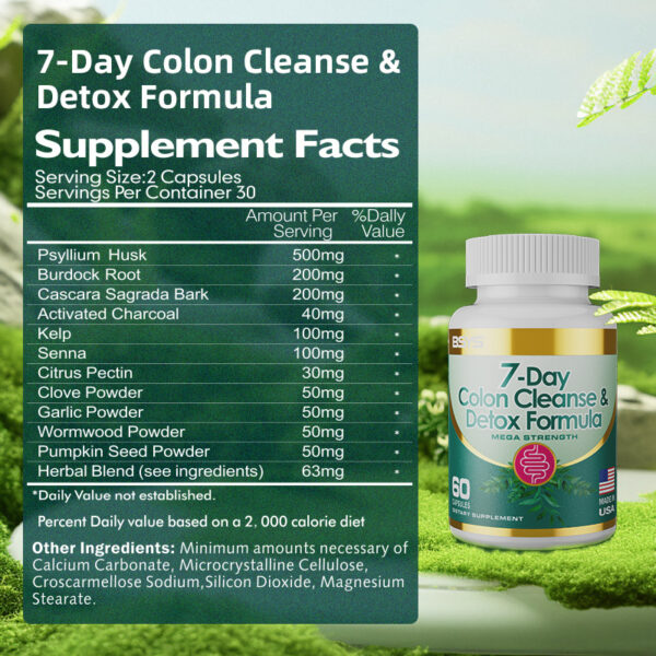 7-Day Colon Cleanse Detox Formula Capsules - Image 2