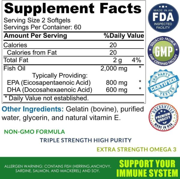 Fish Oil Omega 3 And Vitamin E Softcapsules 120 - Image 5