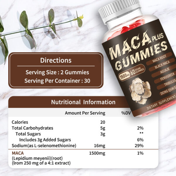 Maca Plus 1500mg 60 Vegan Gummies - Image 2