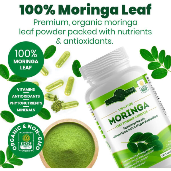 100% Organic Moringa Leaf Capsule (120) - Image 3