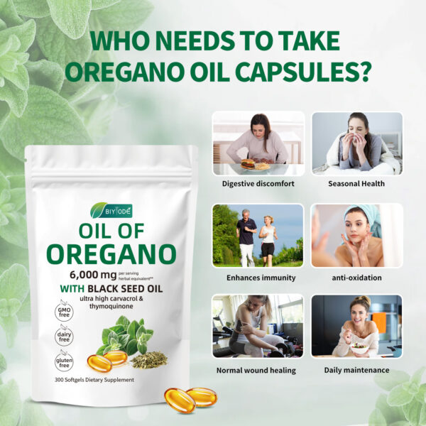 Oil of Oregano with Black Seed Oil 300 Softgels - Image 2