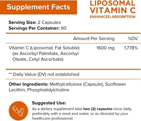 Liposamal Vitamin C Enhanced Absorp 1600mg Cap - Image 4