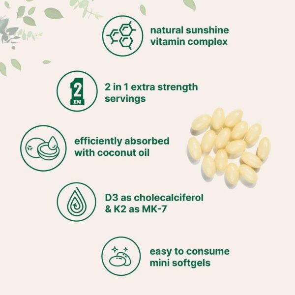 Vitamin D3 K2 With Coconut Oil 180 Softgels - Image 4