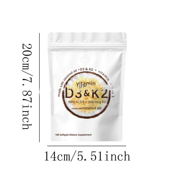 Vitamin D3 K2 With Coconut Oil 180 Softgels - Image 5