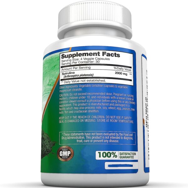 Spirulina Extra Strength Veggie Capsules 120 - Image 5