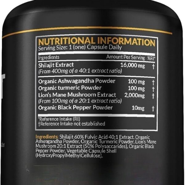 Shilajit Lion's Mane Ashwagandha Tumeric (120) - Image 5